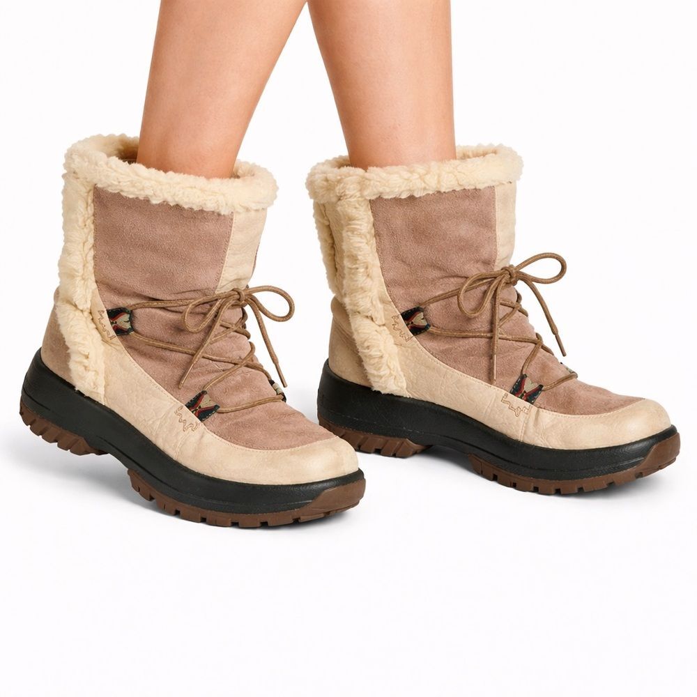Women's Shearling-Lined Tan Suede Winter Boots